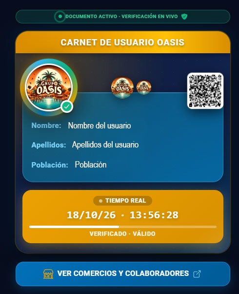 Carnet de Usuario Oasis Oficial en Tiempo Real